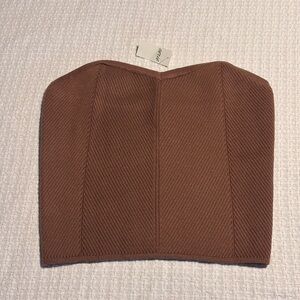 Aerie Brown Sweetheart Strapless Tube Top Sweater Bustier Large NWT
